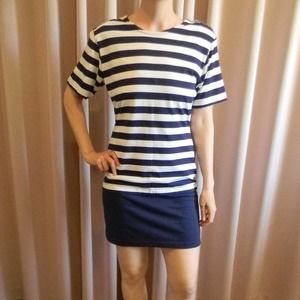 Navy & White Knit Mini Dress Size Small